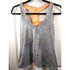 The North Face Women's Vapor Wick Floral Gray & Orange Tank Top Size M